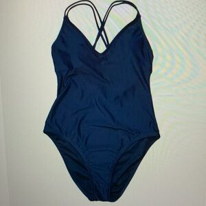 HURLEY Navy V-Neck One-piece Swimsuit / Women’s Large